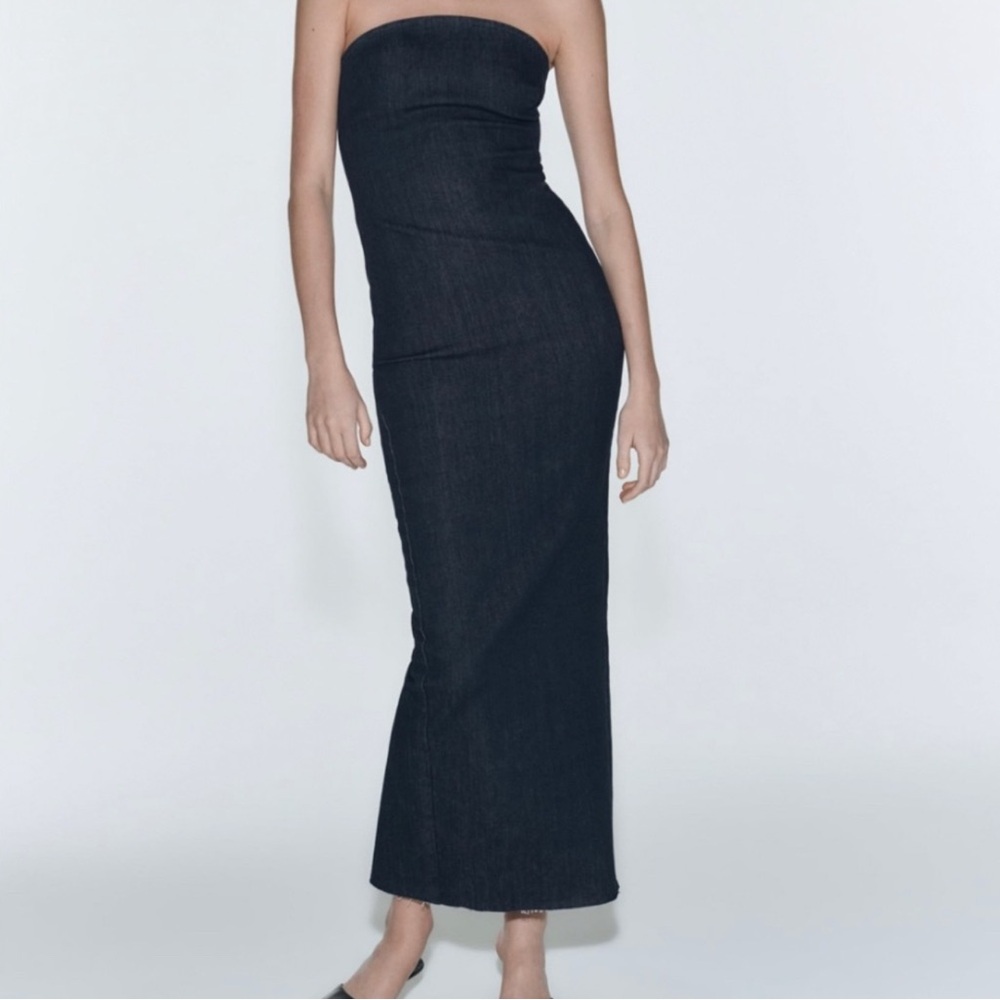 Zara denim strapless dress NWT